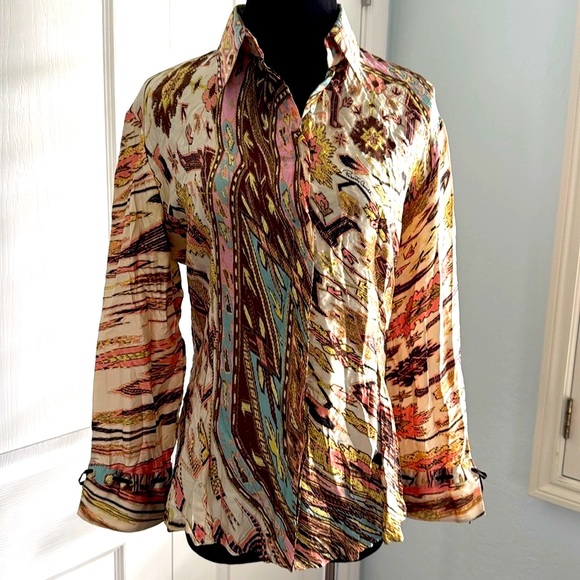 Roberto Cavalli Blouse Multicolor Women's TopSmall button up Vintage
